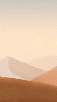 Watercolor desert mobile wallpaper, mountains border background psd