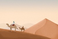 Egyptian desert background, mountains border 