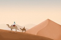 Egyptian desert background, mountains border  psd