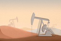 Oil patch background, mountains border illustration