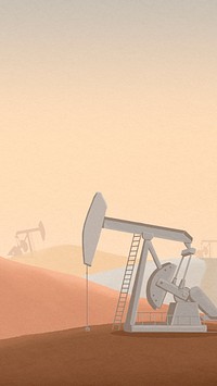 Oil patch mobile wallpaper, mountains border illustration