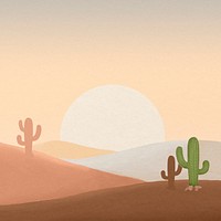 Wild west desert background, cactus border psd