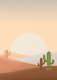 Wild west desert background, cactus border psd