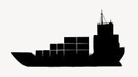 Cargo ship silhouette, industrial  illustration psd