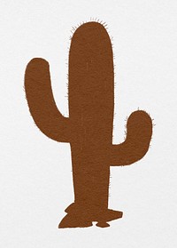 Cactus silhouette, desert plant, watercolor illustration psd