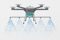 Watering drone, smart agriculture illustration psd