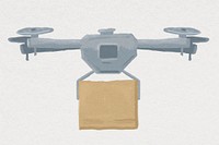 Delivery drone, smart technology illustration psd