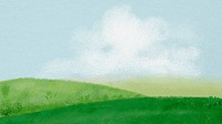 Nature landscape desktop wallpaper, watercolor aesthetic background psd