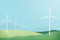 Wind farm background, watercolor landscape illustration