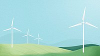 Wind farm computer wallpaper, watercolor landscape, high resolution background psd