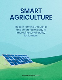 Smart agriculture flyer template, solar panel illustration psd