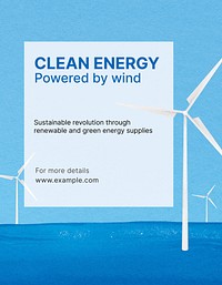 Clean energy flyer template, offshore wind farm psd