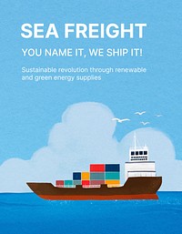 Sea freight flyer template, logistics industry psd