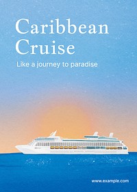 Caribbean cruise poster template, tourism industry psd