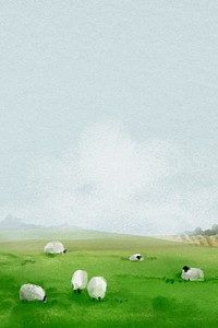 Watercolor farm landscape background, agriculture aesthetic