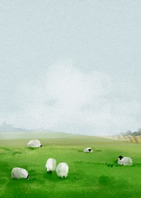 Watercolor farm landscape background, agriculture aesthetic