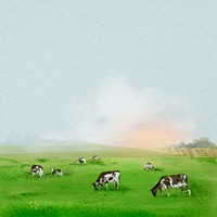 Watercolor farm landscape background, agriculture aesthetic