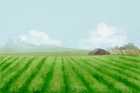 Farm landscape background, watercolor illustration