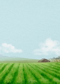 Farm landscape background, watercolor illustration psd