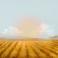 Watercolor field background, agriculture aesthetic psd