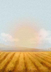 Watercolor field background, agriculture aesthetic psd