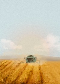 Agriculture aesthetic background, watercolor field illustration