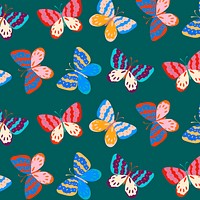 Pop art butterfly pattern, green background