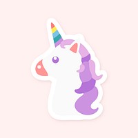 Cute unicorn with rainbow horn sticker