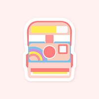 Colorful Polaroid camera sticker vector