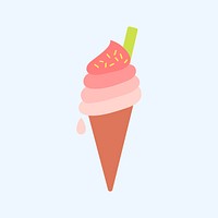 Cute ice cream cone sticker vector