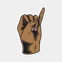 Pinky finger sign language sticker design resource vector
