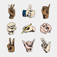 Cool hand gesture symbol set vector