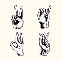 Cool hand sign sticker set design resources vector