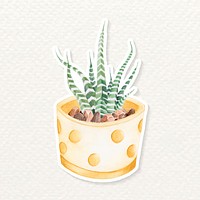 Succulent in a pot watercolor sticker vector
