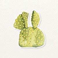 Bunny ears cactus watercolor sticker vector