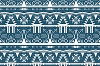 White ethnic pattern blue background