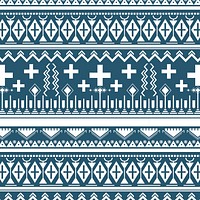 White ethnic seamless pattern blue background vector