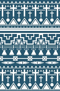 Native American pattern background, ethnic vector, white and blue fabric