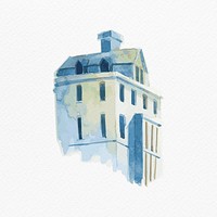Psd watercolor vintage European architectural pastel painting