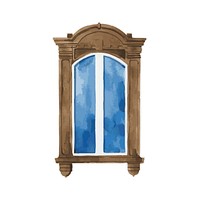 Old European window architecture watercolor illustration