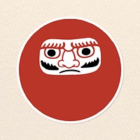 Japanese Daruma doll cartoon sticker vector