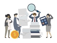 Business people working on tax illustration