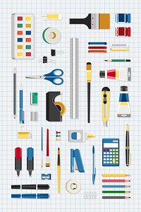 Stationery and art tool collection vector
