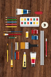 Colorful stationery and art tool set vector