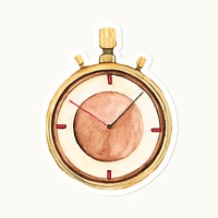 Hand drawn retro pocket watch sticker vector