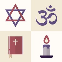 Mixed religious symbols design element set vector