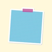 Cerulean blue grid notepaper sticker vector