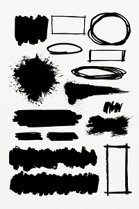 Black brush graphic element scribble collection