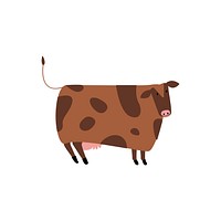 Cute cow flat illustration in brown