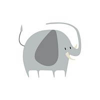 Cute gray elephant flat illustration